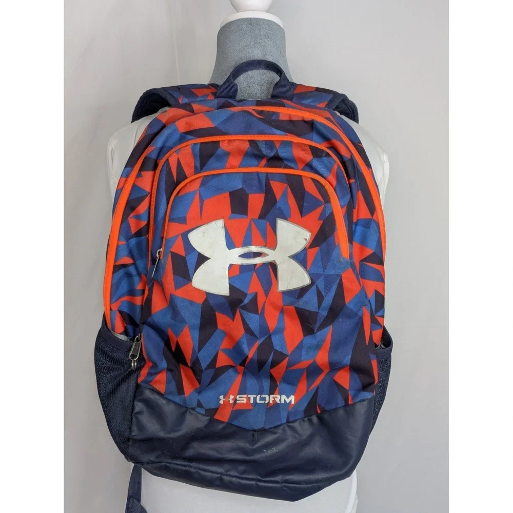 Under Armour Storm Backpack Blue Orange Camo School Laptop Book Bag 20